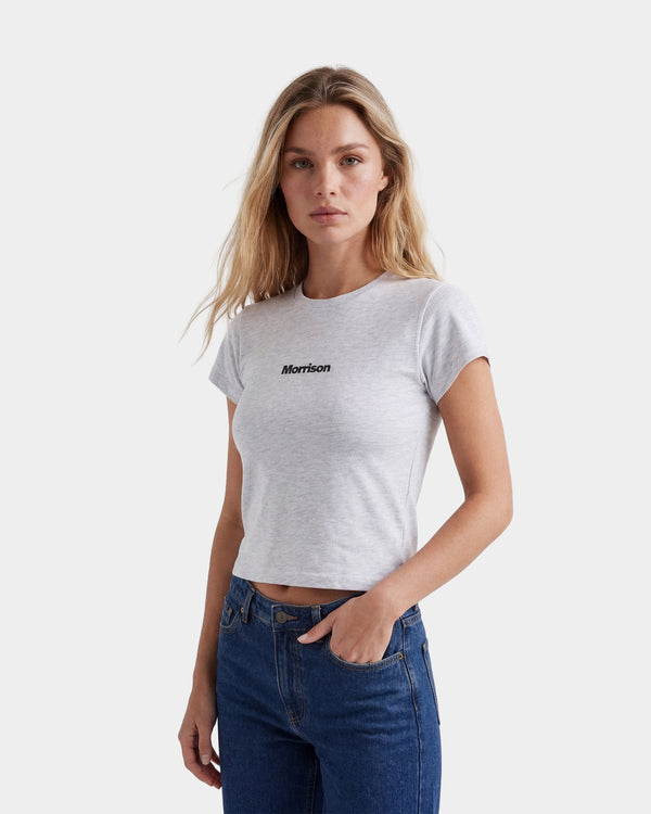 PEACH GREY SLIM CROP TEE