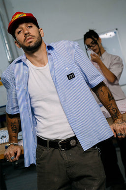 Blue and White Worker Shirt - CAMISAS - Morrison Shoes