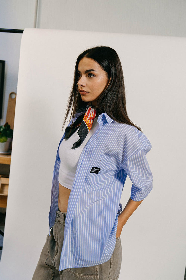Blue and White Worker Shirt - CAMISAS - Morrison Shoes