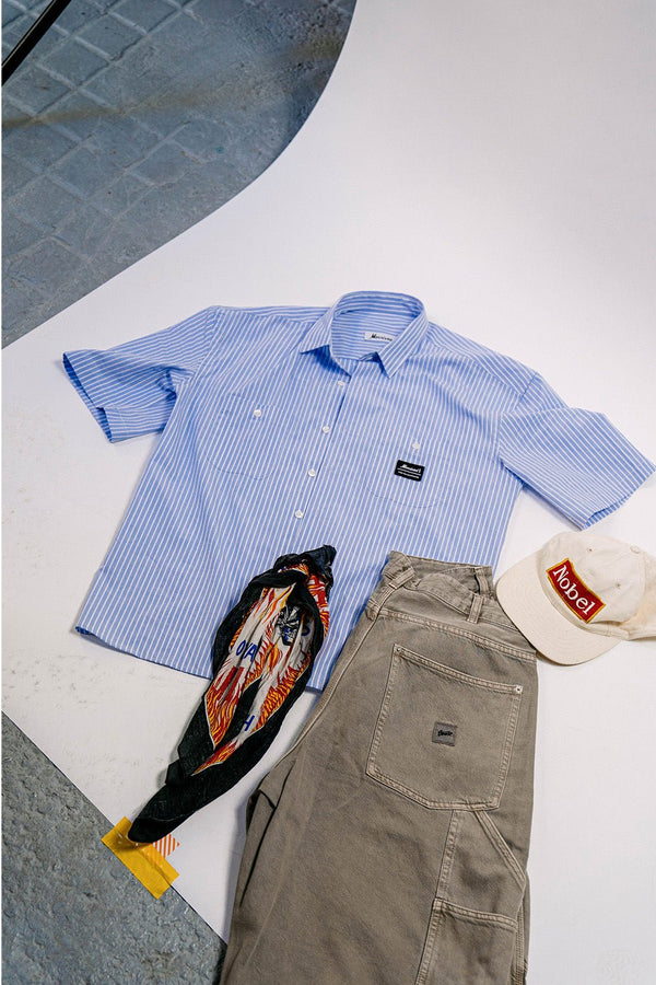 Blue and White Worker Shirt - CAMISAS - Morrison Shoes