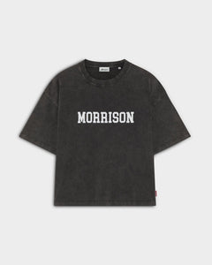 COLLEGE BLACK BOXY TEE