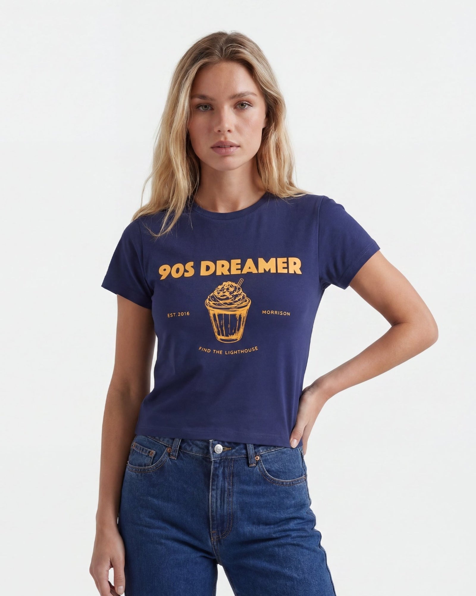 FREEZED NAVY SLIM CROP TEE - CAMISETAS - Morrison Shoes