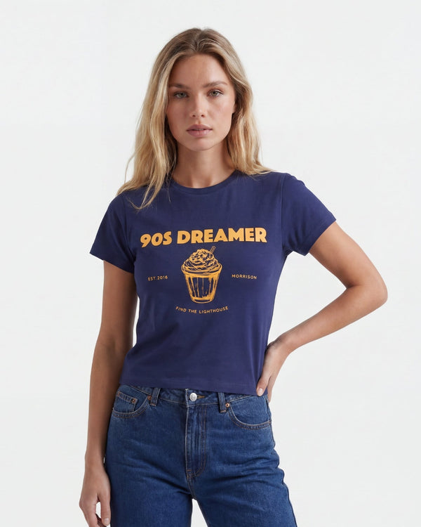 FREEZED NAVY SLIM CROP TEE - CAMISETAS - Morrison Shoes