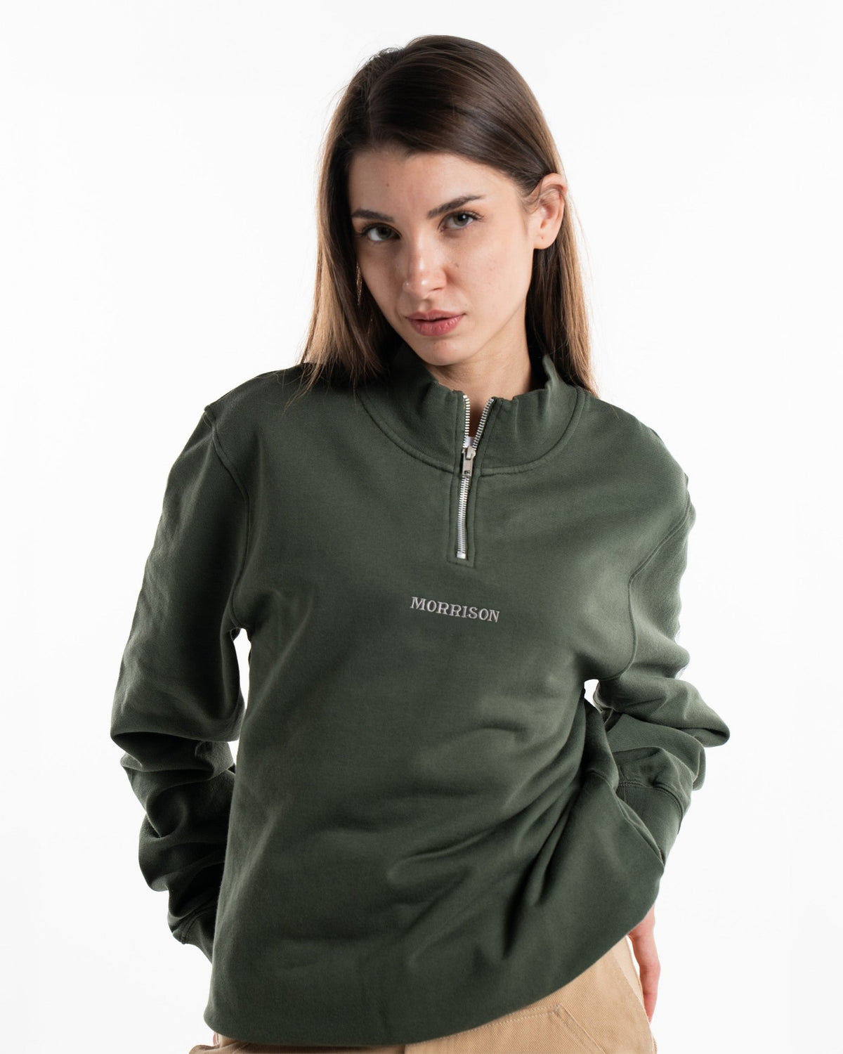 Khaki Half Zipper - SUDADERAS - Morrison Shoes
