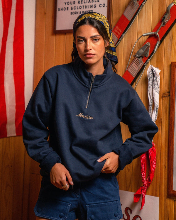 Navy Half Zipper - SUDADERAS - Morrison Shoes