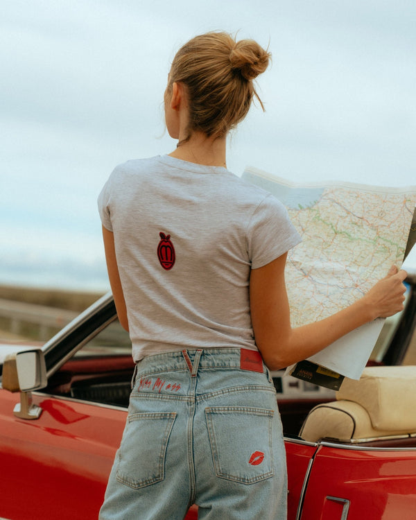 PEACH GREY SLIM CROP TEE - CAMISETAS - Morrison Shoes