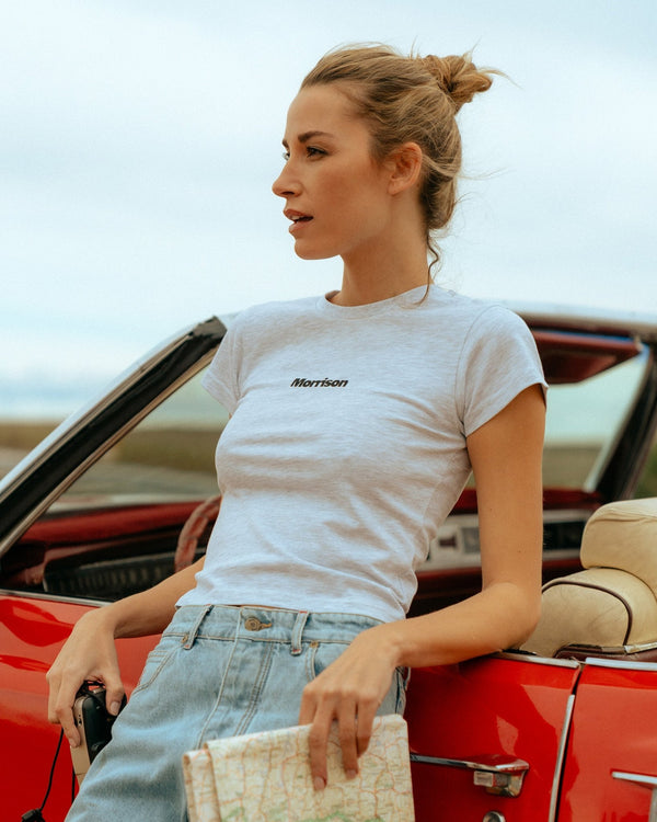 PEACH GREY SLIM CROP TEE - CAMISETAS - Morrison Shoes