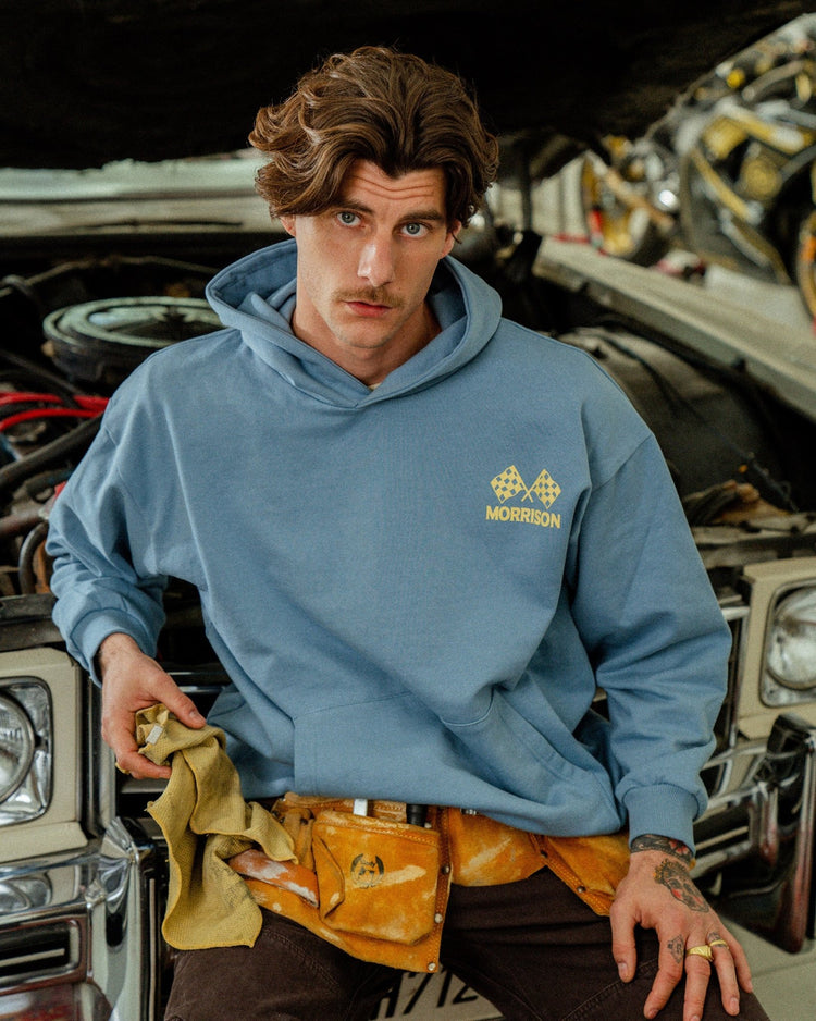 Race Flags Blue Hoodie - SUDADERAS - Morrison Shoes