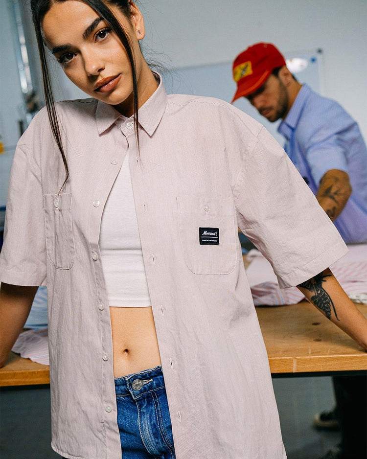Red and White Worker Shirt - CAMISAS - Morrison Shoes