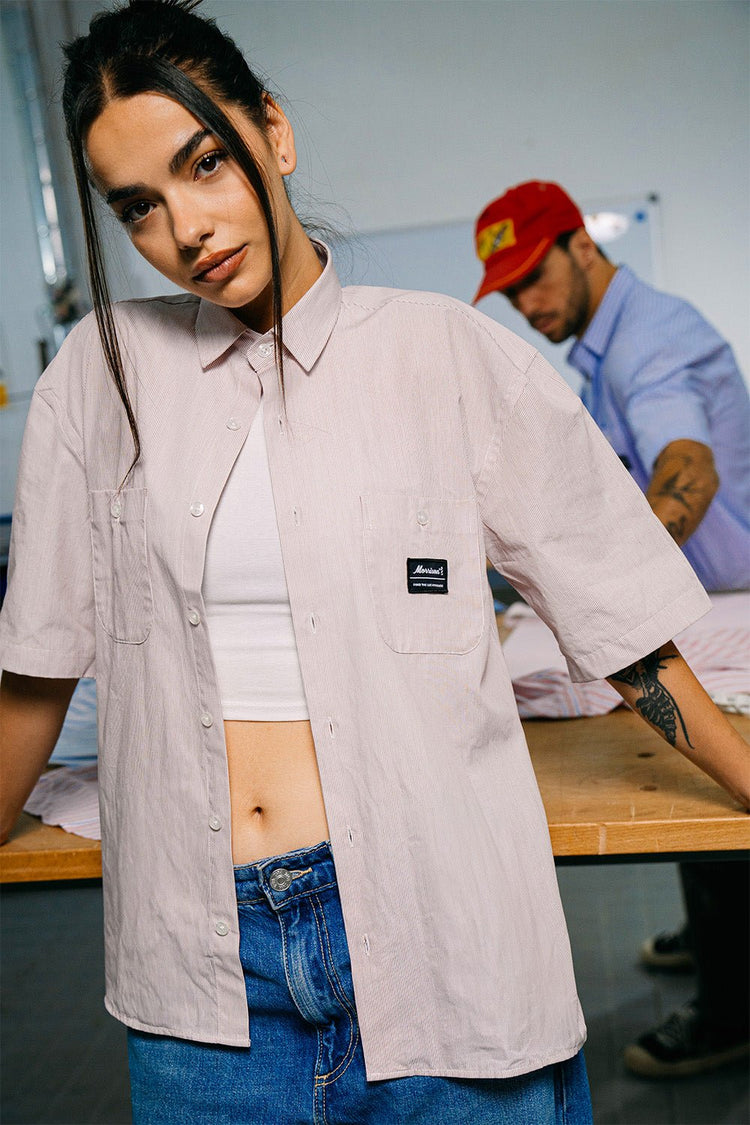 Red and White Worker Shirt - CAMISAS - Morrison Shoes