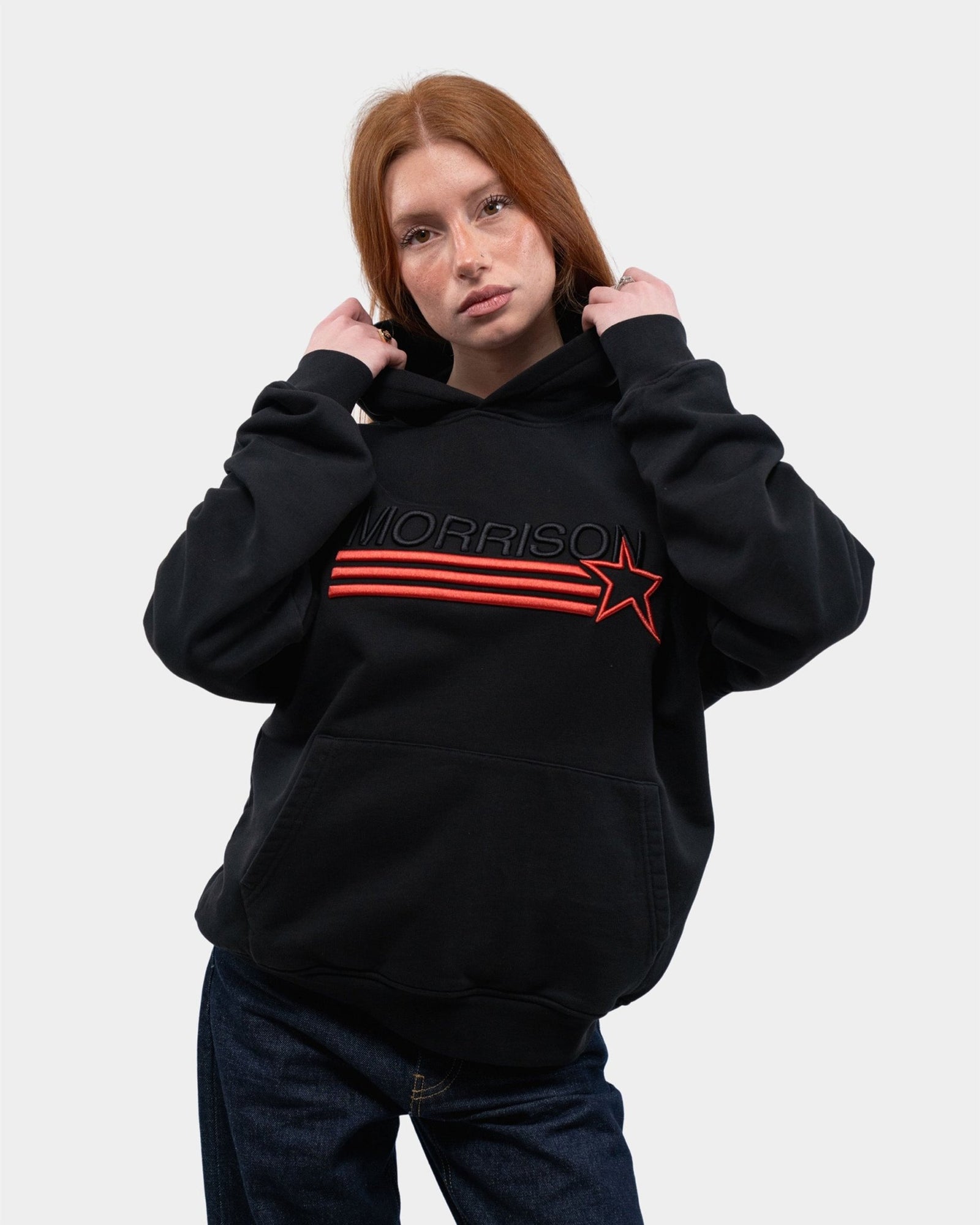 STAR BLACK BOXY HOODIE - SUDADERAS - Morrison Shoes